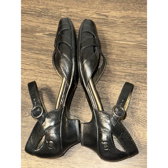 Born Sandals Womens 10M Strappy Kitten Heel Sandals Black Leather - Picture 5 of 9